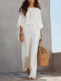 Graceful White Draped Pant Set
