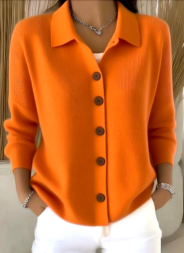 Women Cotton Plain Long Sleeve Comfy Casual Cardigan