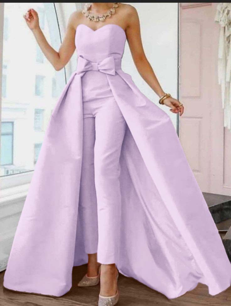 Cocoslly Stuning Pink Sweetheart Sleeveless Strapless High Waist jumpsuit