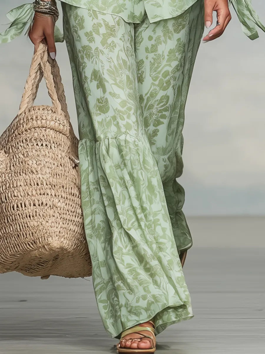 Relaxed Sage Botanical Print Two-Piece Set