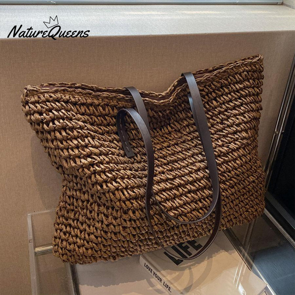 Beach Vacation Western Fashion Large Capacity Shoulder Tote Straw Bag