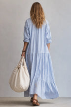 Blue Stripe Relaxed Shirt Maxi Dress