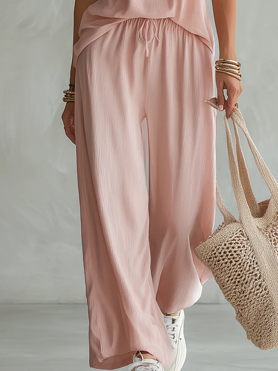 Relaxed Cami & Drawstring Wide-Leg Two-Piece Set