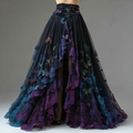 Elegant Patchwork Ruffle Skirt  9fe9