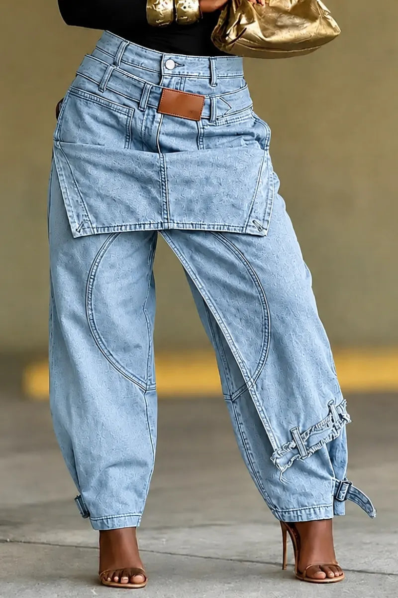 Olive Green Multi-Pocket Cargo Barrel Pants