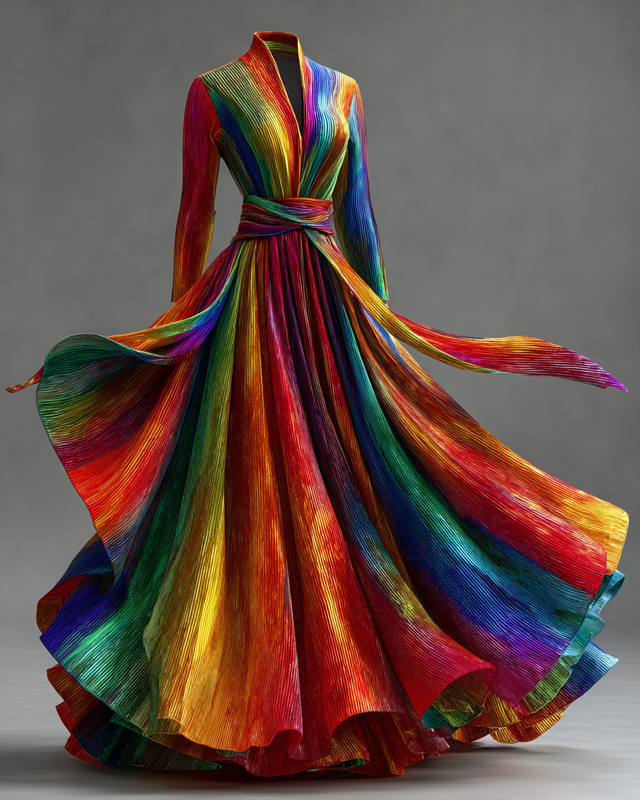 Women's Vibrant Summer Rainbow-Colored Dress 1329
