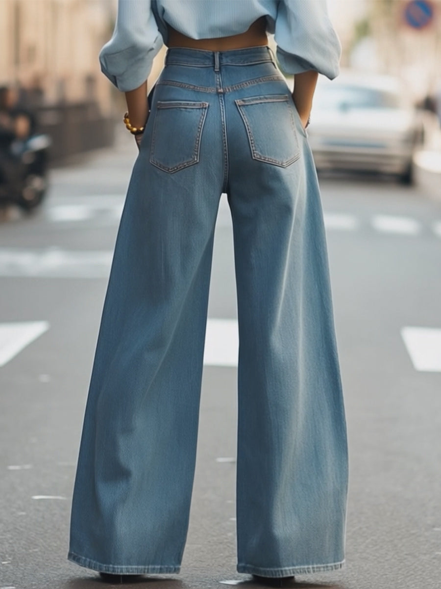 Vintage Wide-Leg Denim Trousers