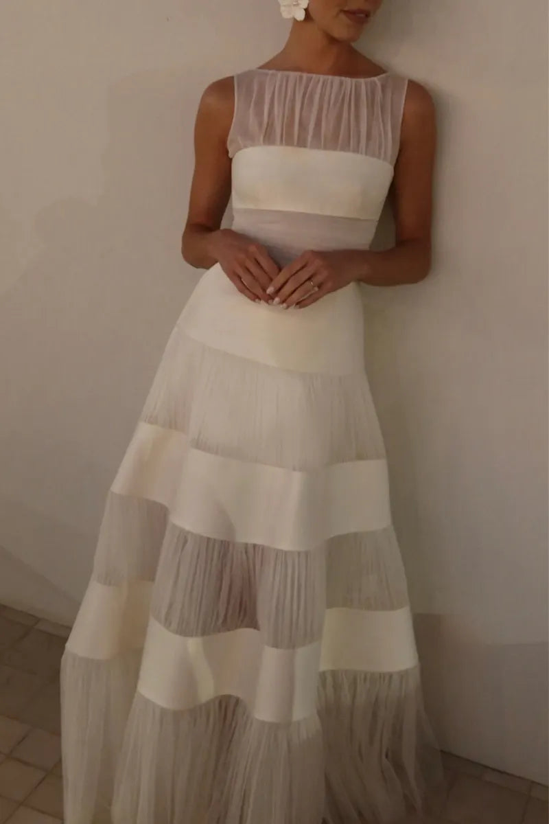 Women's Off-the-Shoulder Paneled Elegant Evening Dress
