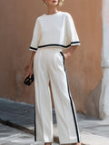 White Boxy Top & Wide-Leg Pants Set