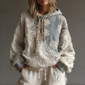 Women's Vintage Rose Floral Art Casual Warm Hoodie