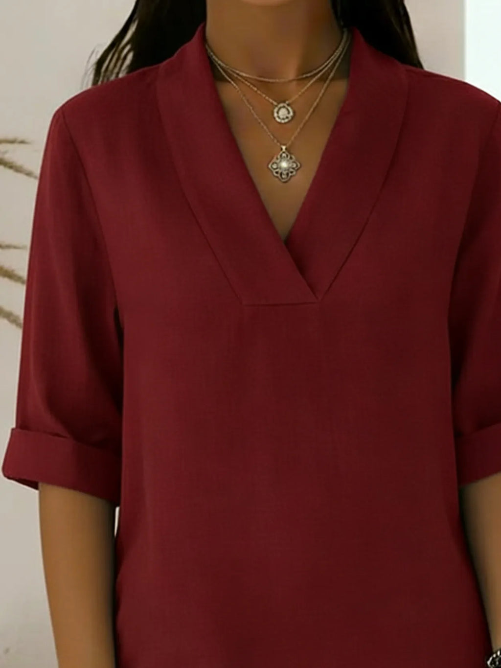 Vintage Elegant Shawl Collar Linen Short-sleeved Shirt