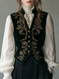Quietly Luxurious Embroidered Polyester Velvet Vest