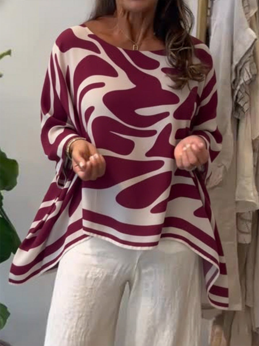Loose-fitting Casual Printed Chiffon Top