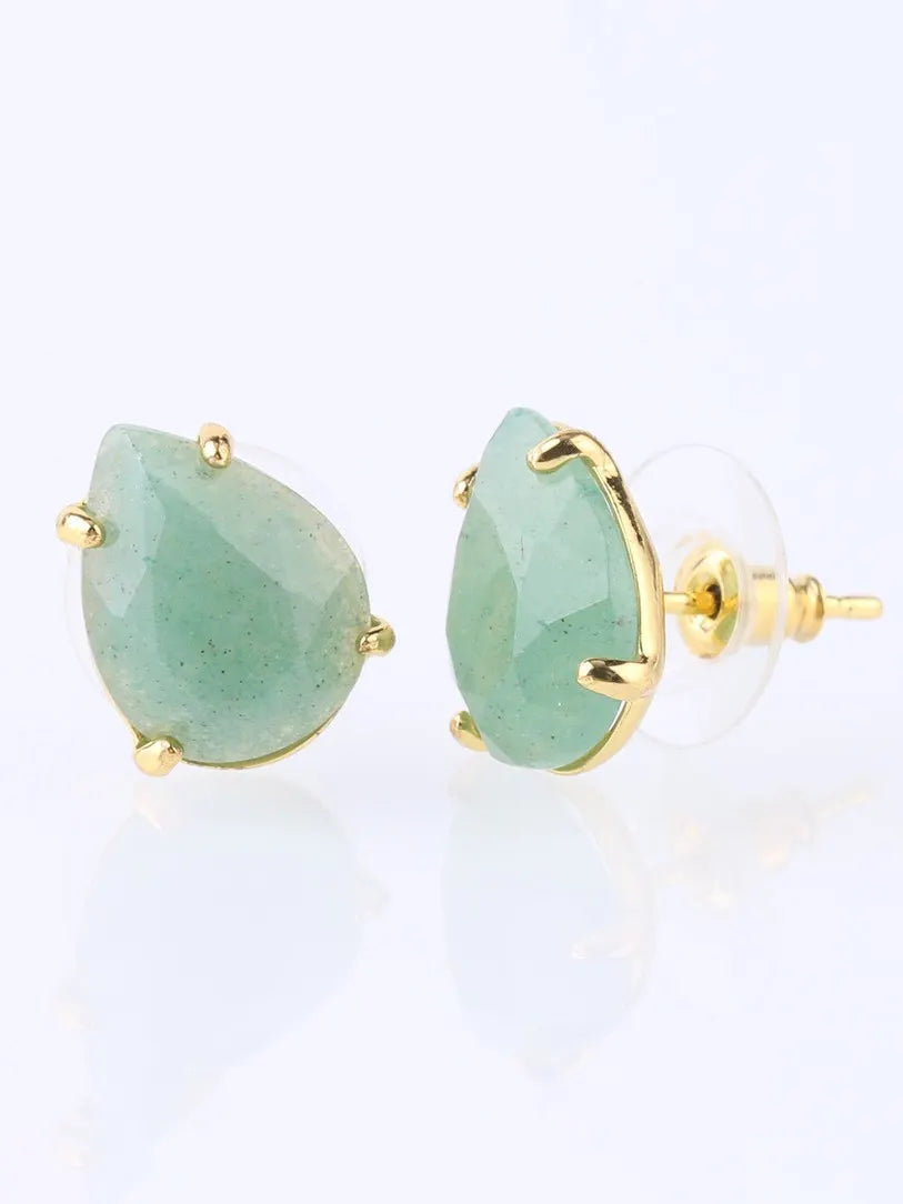 Women's Bohemian Natural Crystal Stone Cut Water Drop Earrings