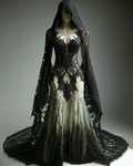 Halloween themed gradient bat lace embroidery patchwork hooded dress e3f4