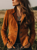 Bohemian Button-down Microsuede Blazer