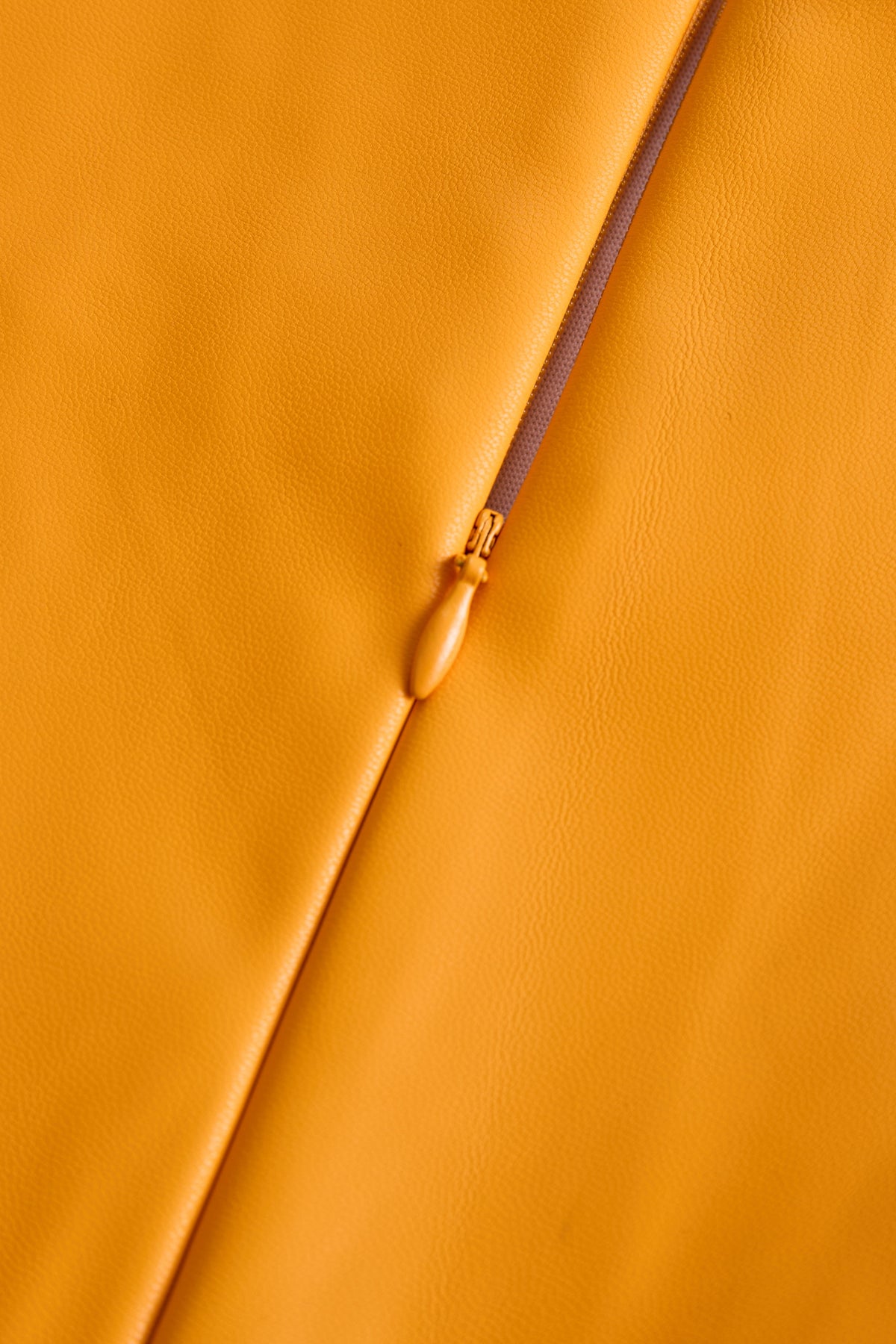 Bright Orange Faux Leather Bodycon Dress