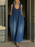 Women's Sleeveless Casual Loose Denim Vest Dress