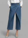 Women's High-waisted Loose-fitting Cropped Wide-leg Jeans