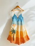Knitted Summer Fashion Knitted Suspender Hollow Dress  92d4