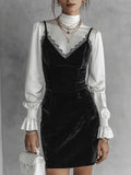 Romance Plush Velvet Slim-Fit Jet Black Mini Dress And Shirts