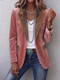 Long-sleeve Solid-color Gold Velvet Jacket With Lace Paneling
