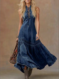 Women's Casual Sleeveless Denim Fishtail Dress