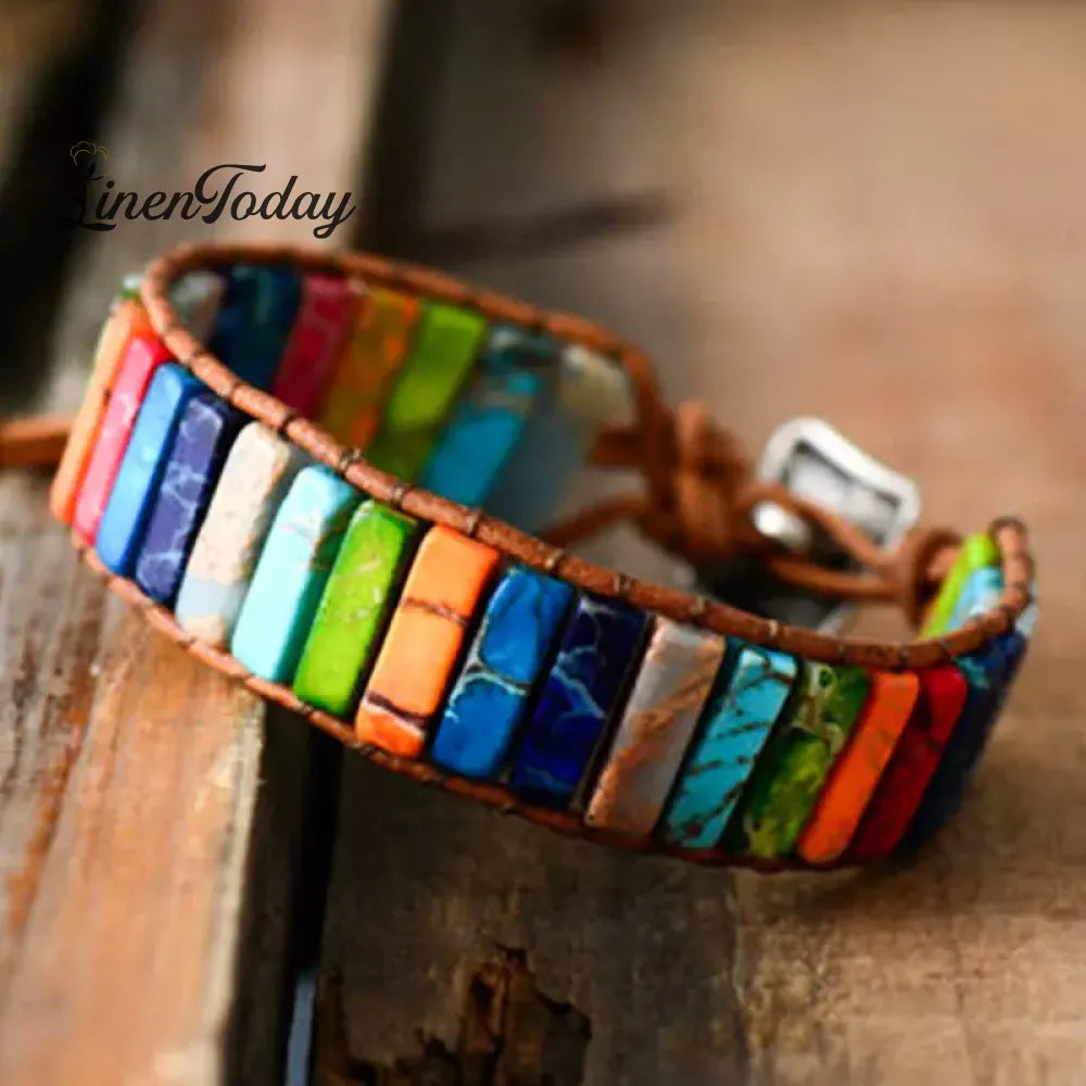 Sunflower Colorful Stone Beaded Wrap Bracelet