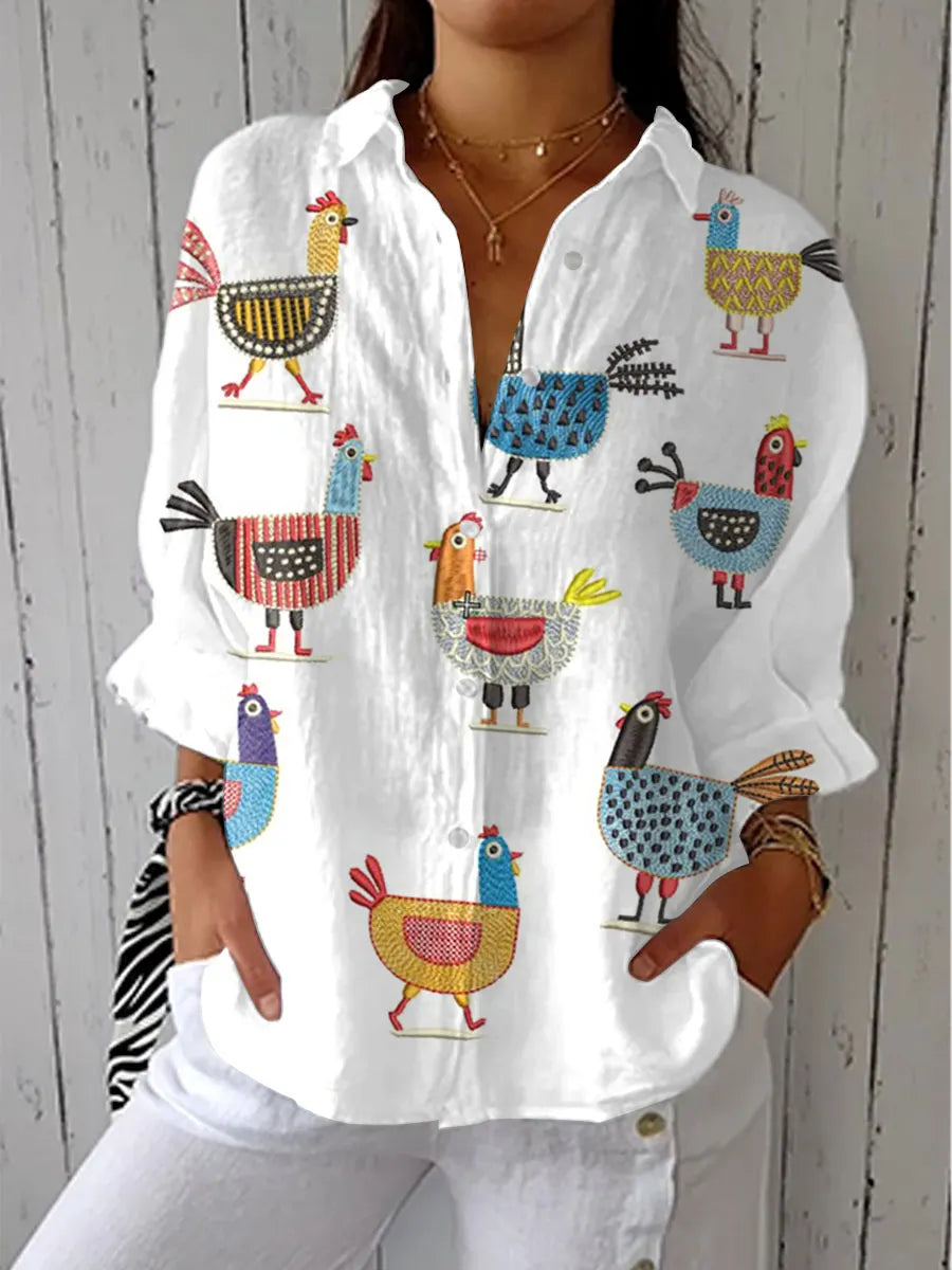 Women's Funny Chick Art Print Casual 100% Cotton Wide Leg Jumpsuit