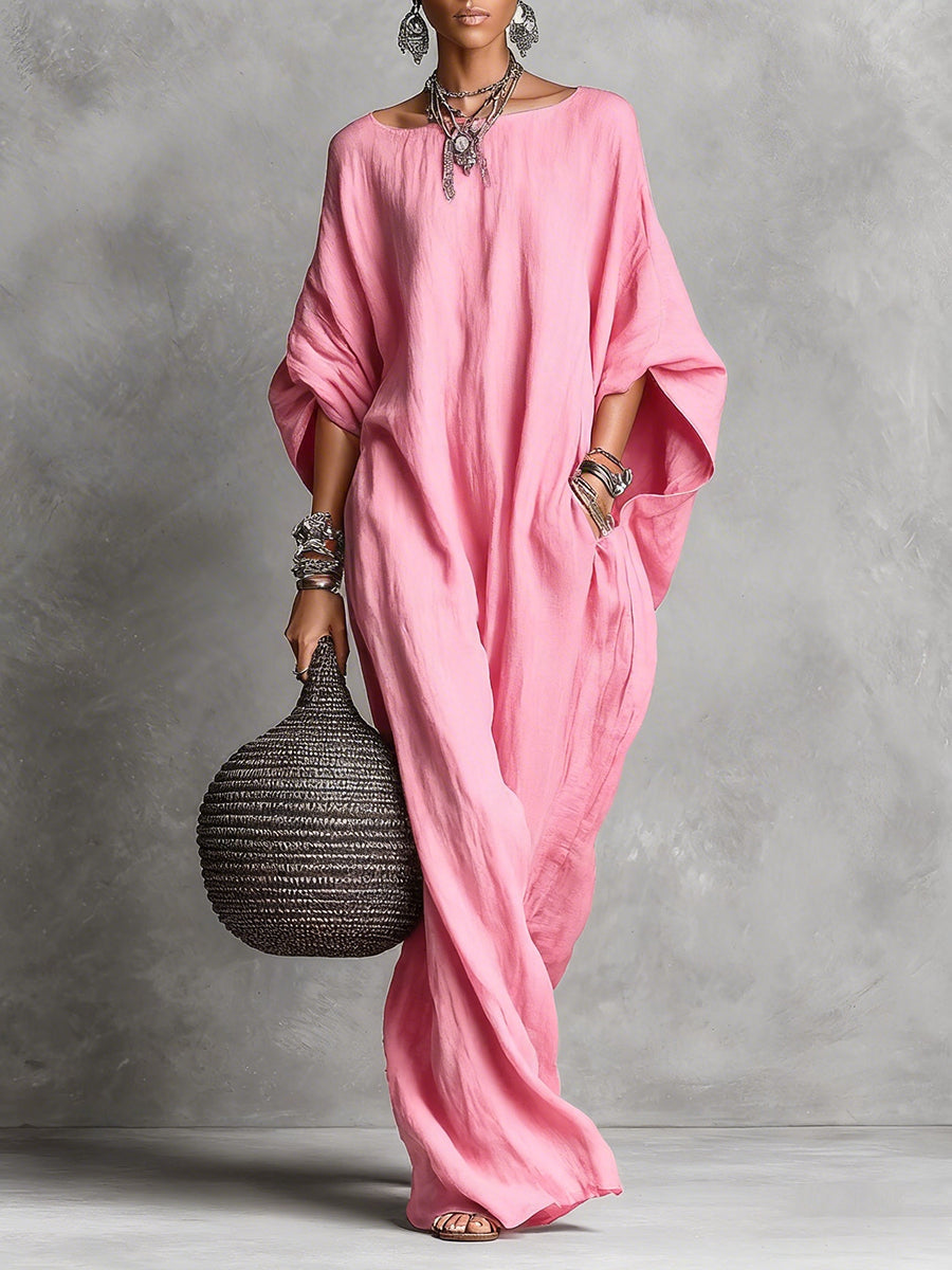 Minimalist Casual Sleeveless Cotton And Linen Long Dress