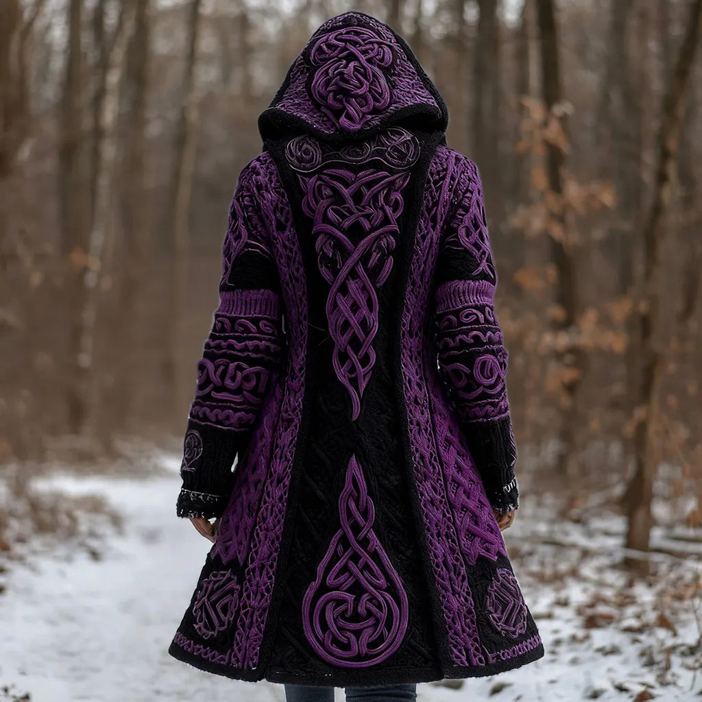 Women's Vintage Viking Celtic Knot Knit Long Sweater Jacket