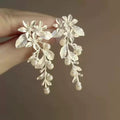Vintage Alloy Pearl Rose Earrings