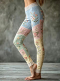 Women's Small Floral Embroidery And Lace Art Splicing Comfortable Casual Leggings