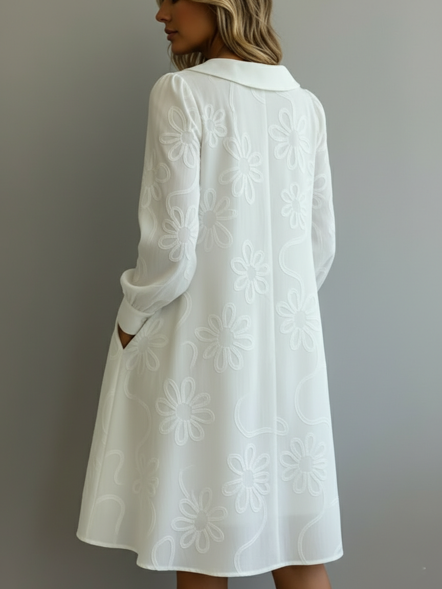 Vintage Peter Pan Collar Embroidered Floral Dress