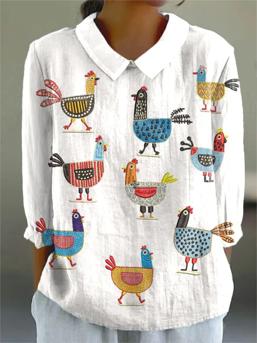 Women's Funny Chick Art Print Casual 100% Cotton Wide Leg Jumpsuit