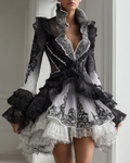 Halloween Gradient Irregular Ruffle Lace Mini Dress fb3f