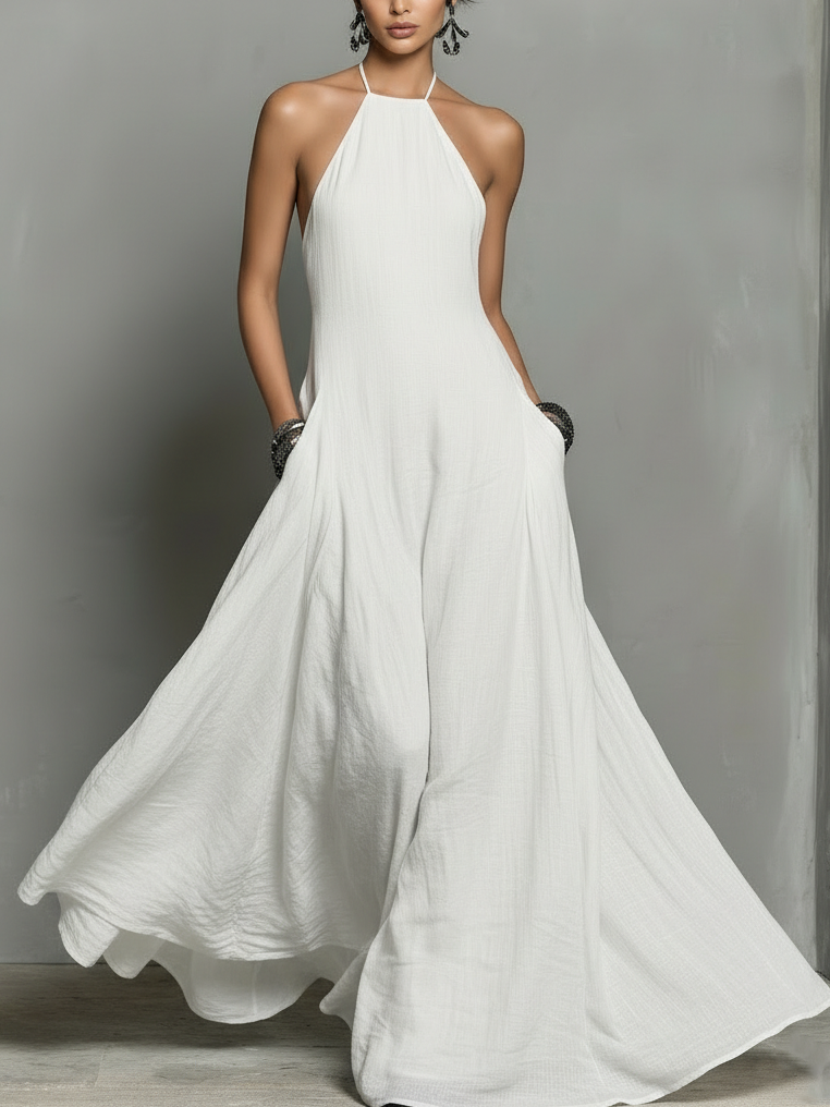 Minimalist And Elegant Halter Neck Maxi Dress