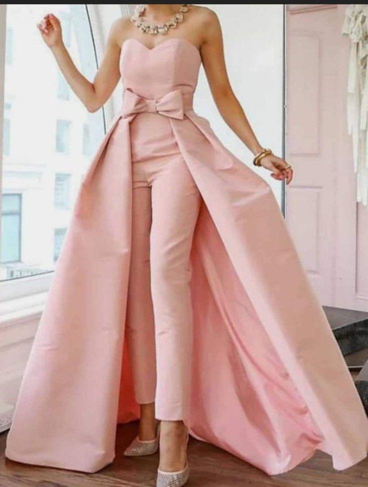 Cocoslly Stuning Pink Sweetheart Sleeveless Strapless High Waist jumpsuit