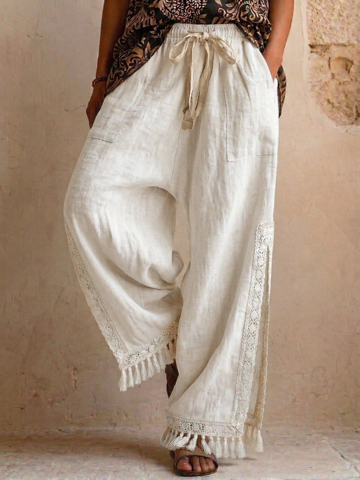 Women's Cotton And Linen Wide Leg Casual Pants