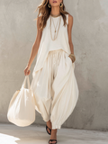Effortless Ivory Relaxed Top & Harem Pants Set