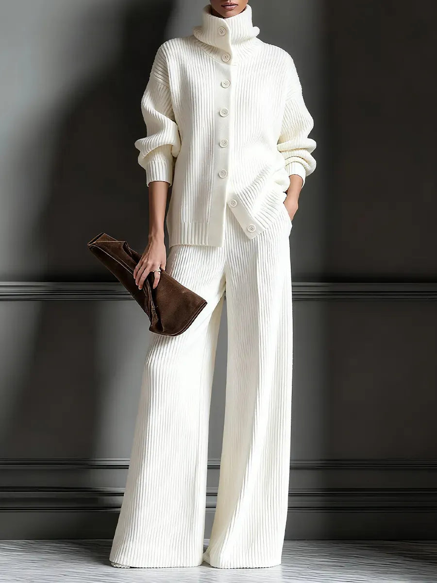 Women's Cozy Cardigan Sweater and Pants Two-Piece Set