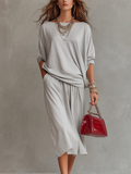 Minimalist Relaxed Top & Midi Skirt Set
