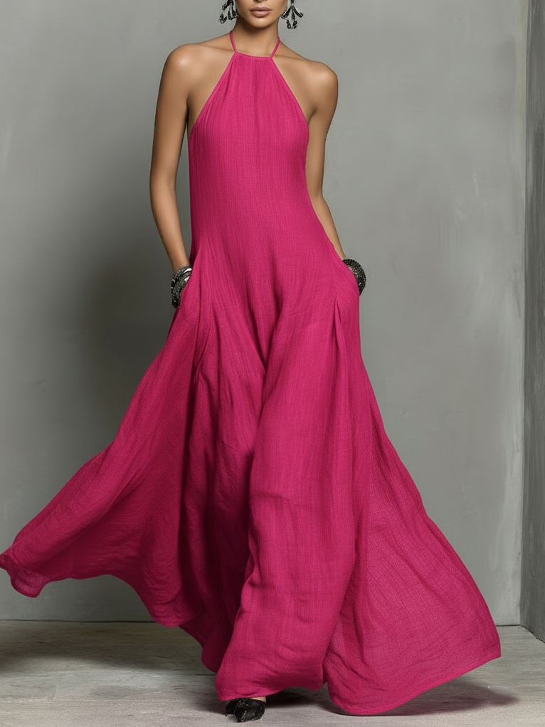 Minimalist And Elegant Halter Neck Maxi Dress