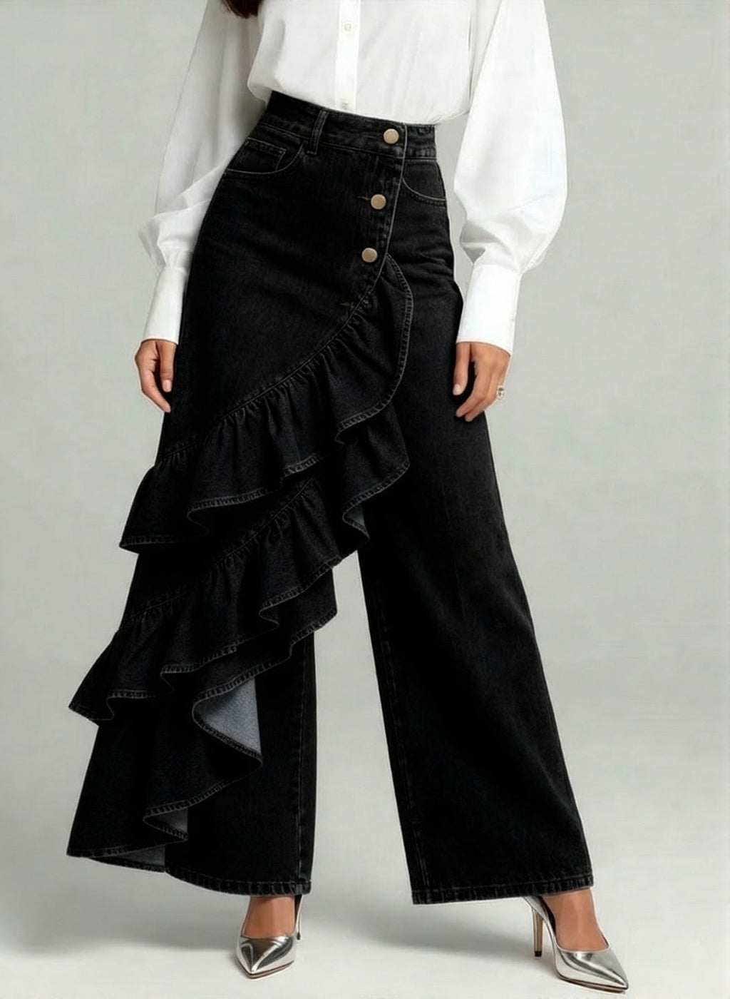 Women's High-waisted Relaxed Fit Wide-leg Jeans With A Stylish Design.