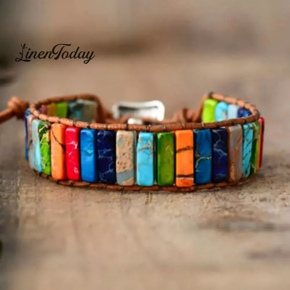 Sunflower Colorful Stone Beaded Wrap Bracelet