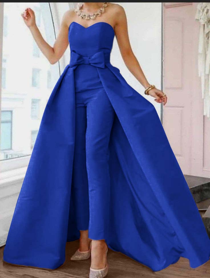 Cocoslly Stuning Pink Sweetheart Sleeveless Strapless High Waist jumpsuit