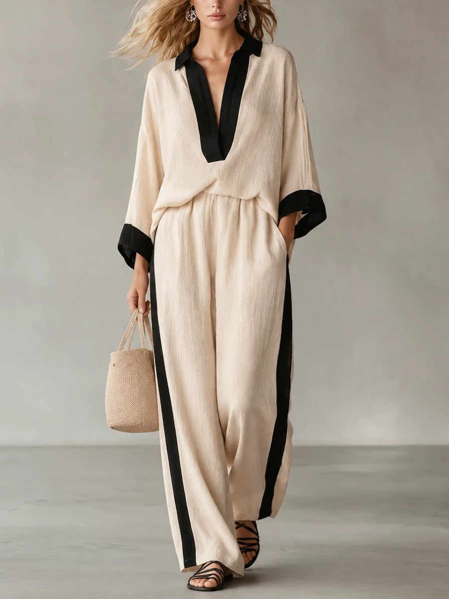 Modern Bohemian Batwing Sleeve Top & Palazzo Pants Set