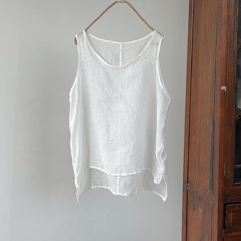 Women's Casual Solid Color Loose Linen Vest