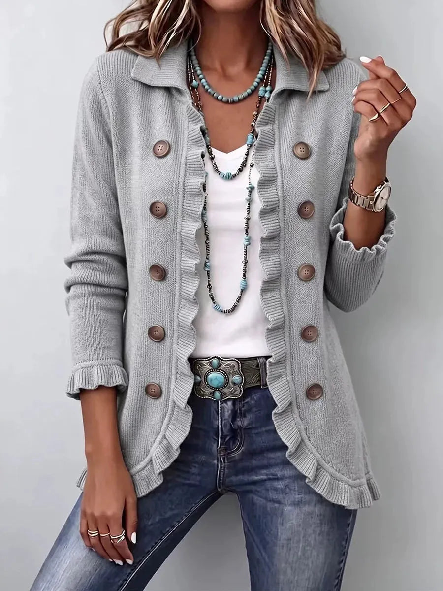 Chic Knit Ruffle-Trim Cardigan
