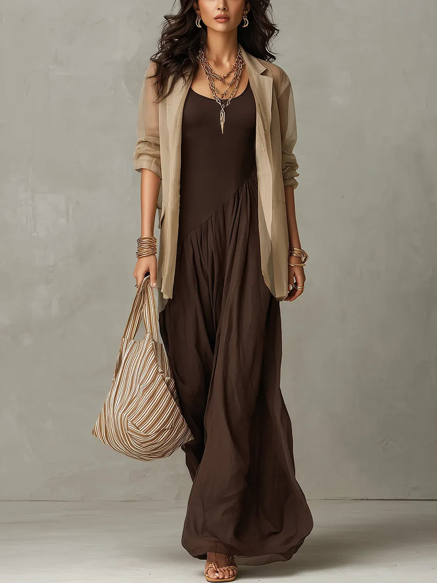 Bohemian Khaki Coat And Brown Dress Suit